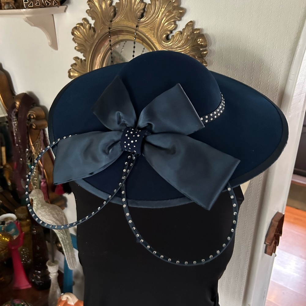Vintage Cobalt Blue Wide Brim Hat - Picture 5 of 10